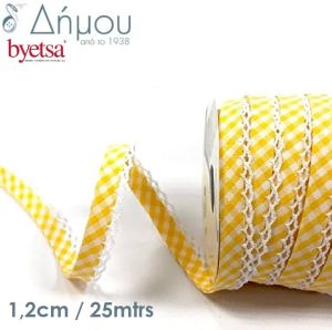 Ρέλι λοξό ΜΙΚΡΟ ΚΑΡΩ διπλωμένο με δαντέλα 12mm