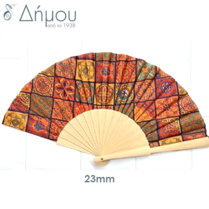 Βεντάλια ξύλινη εμπριμέ - 23cm