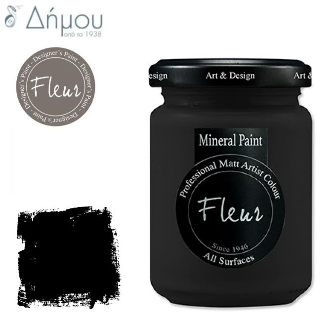 Χρώμα Κιμωλίας για ύφασμα Fleur Mineral Paint 130ml Black