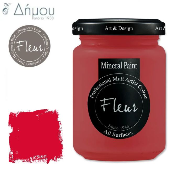 Χρώμα Κιμωλίας για ύφασμα Fleur Mineral Paint 130ml Tomato Red