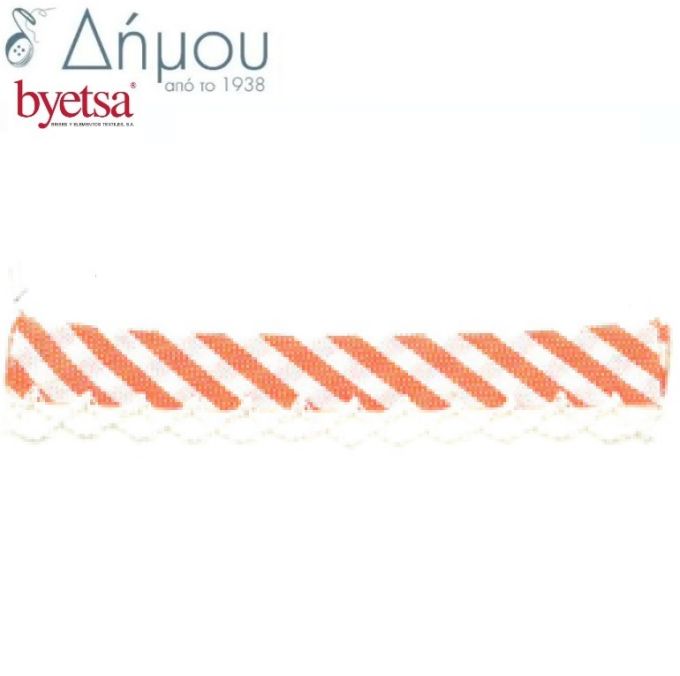 Ρέλι λοξό STRIPES διπλωμένο με δαντέλα 12mm