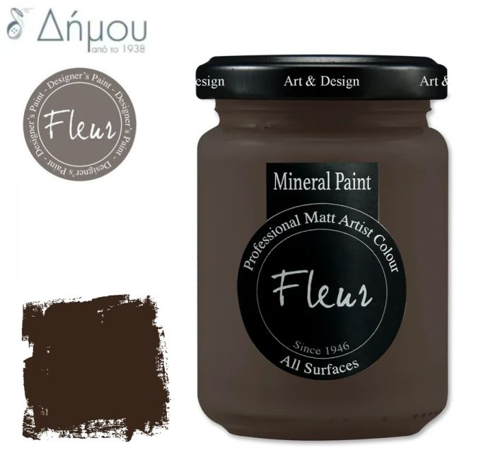 Χρώμα Κιμωλίας για ύφασμα Fleur Mineral Paint 130ml Burnt Umber