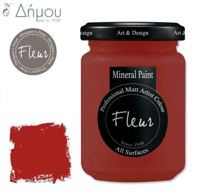 Χρώμα Κιμωλίας για ύφασμα Fleur Mineral Paint 130ml Cherry Lips