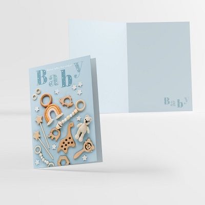 Κάρτα γέννησης γαλάζια “Baby”