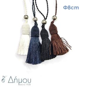 Φούντες ραιγιόν γυαλιστερές 8cm με χάνδρα