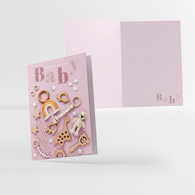 Κάρτα γέννησης ρόζ “Baby”