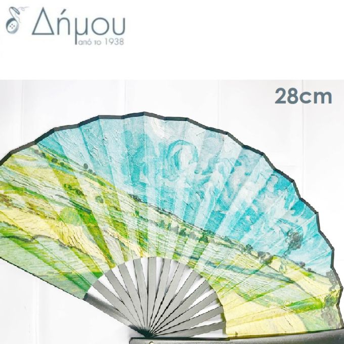 Βεντάλια ακρυλική με σταμπωτούς πίνακες 28cm