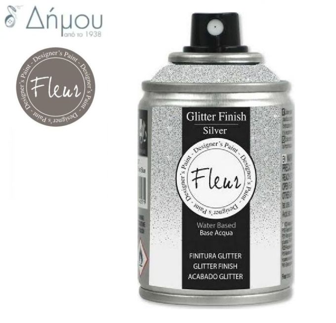 Σπρέι Glitter με βάση ακρυλικές ρητίνες νερού Fleur Silver