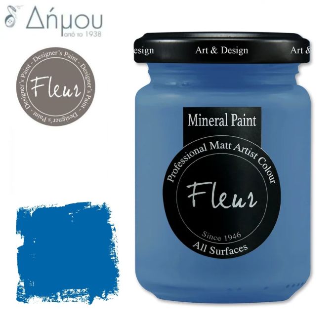 Χρώμα Κιμωλίας για ύφασμα Fleur Mineral Paint 130ml Primary Cyan