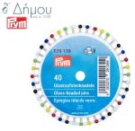 Καρφίτσα PATCHWORK 20gr με γυάλινο κεφάλι