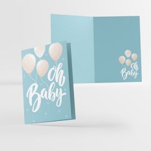 Κάρτα γέννησης θαλασσί “Oh Baby”