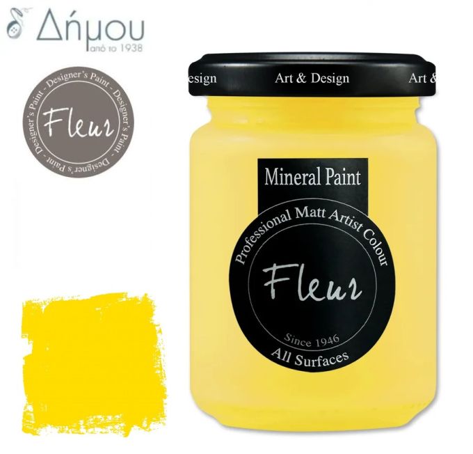 Χρώμα Κιμωλίας για ύφασμα Fleur Mineral Paint 130ml Primary Yellow