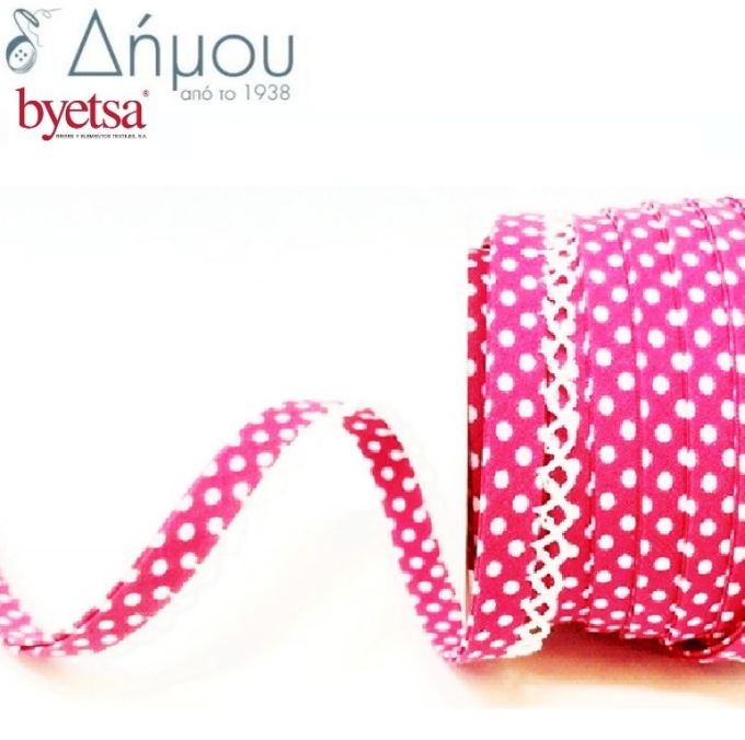 Ρέλι λοξό ΠΟΥΑ ΜΟΝΟΧΡΩΜΟ διπλωμένο με δαντέλα 12mm